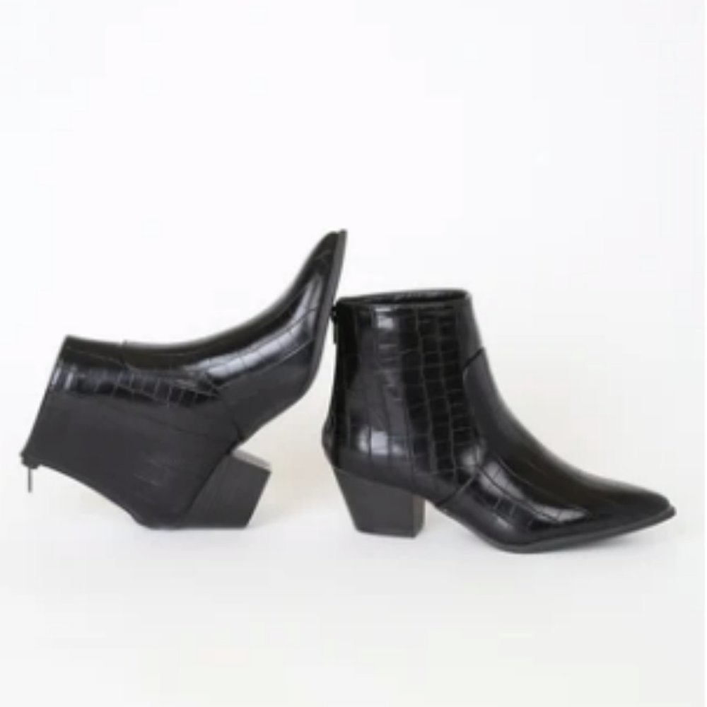 Faux Crocodile Ankle Booties